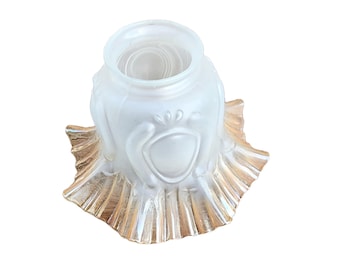Art Deco Tulip Medallion Frilled Frosted Glass Lamp Shade by Christopher Wray, For French Boudoir Home Lighting Decor
