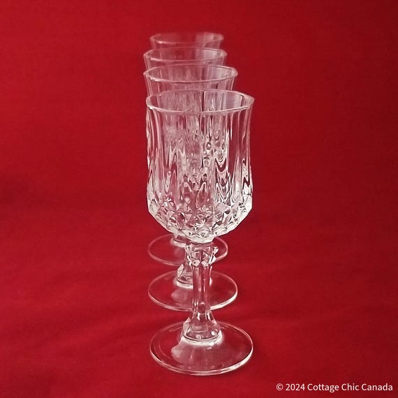 Cristal D’Arques Longchamp Wine Glasses Four – Vintage 24 Percent Lead Crystal Stemware France