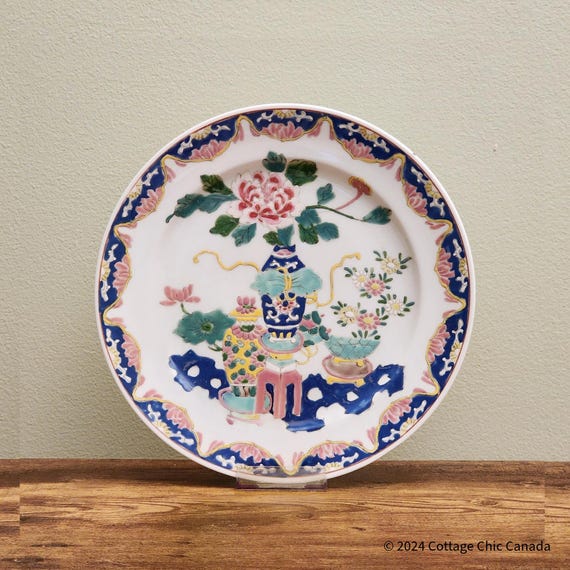 Antique Chinese Porcelain Famille 10" Rose Plate for Decorative Home Decor