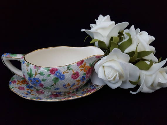Royal Winton Grimwades Old Cottage Chintz Gravy Boat & Underplate – Made in England