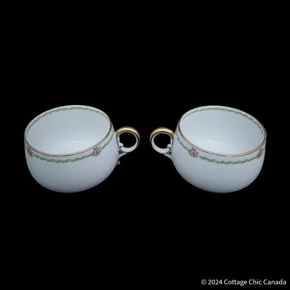CH Field Haviland Schleiger 201 Set of 2 Tea Cups, Limoges Porcelain, GDA France
