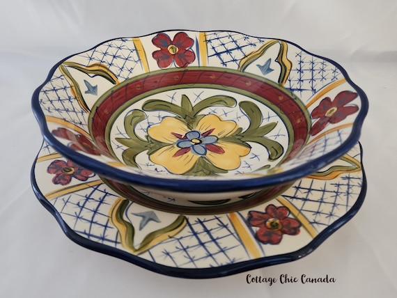 Vintage Ceramic Cordoba Soup Bowl and Plate Set
