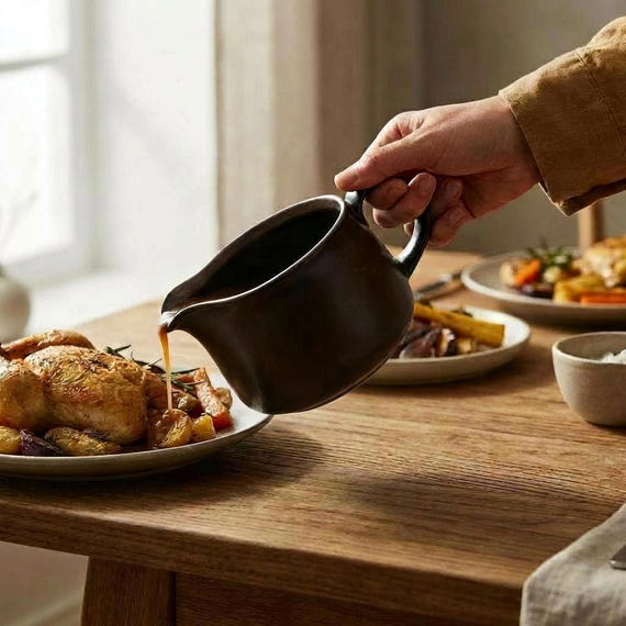 English Stoneware Gravy Jug – Mid Century Brown Glazed Tableware England