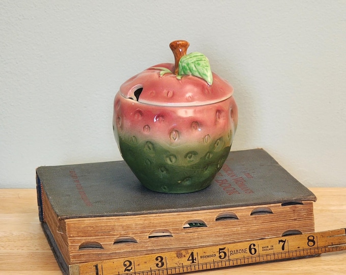 Shorter & Son Hand Painted Ceramic Strawberry Sugar Bowl Made in England