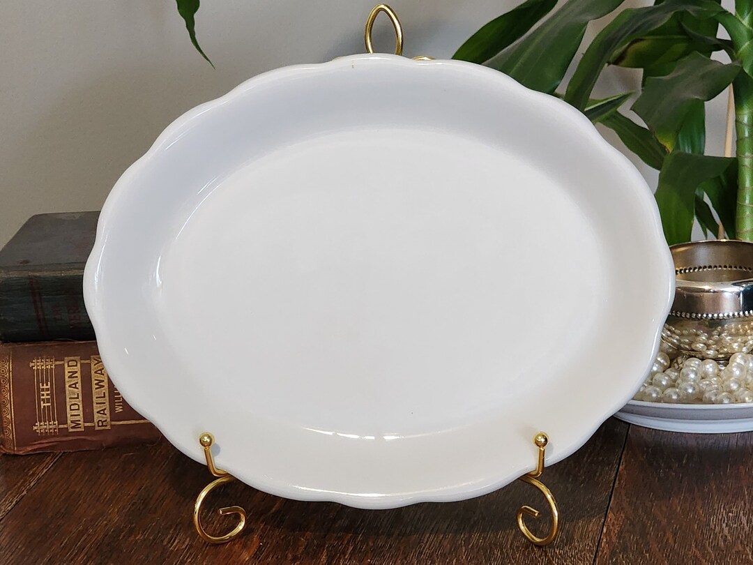 Lubiana Serving Platter Scalloped Edge Porcelain Poland Vintage White 