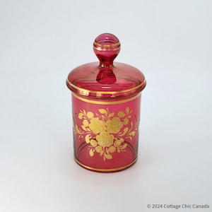 Cranberry Bonbonglas mit Goldakzenten