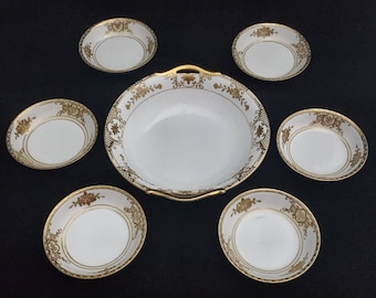 Art Deco Antique Noritake Fruit Dessert Bowl Set of 7