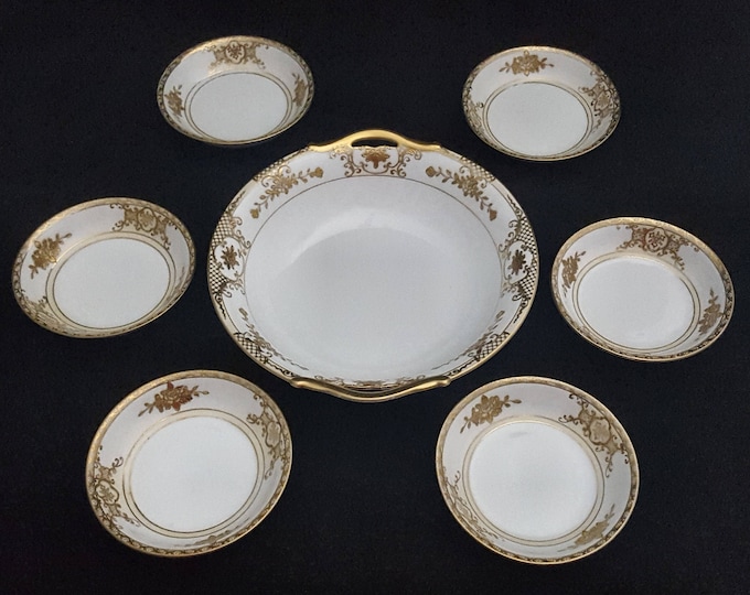 Art Deco Antique Noritake Fruit Dessert Bowl Set of 7