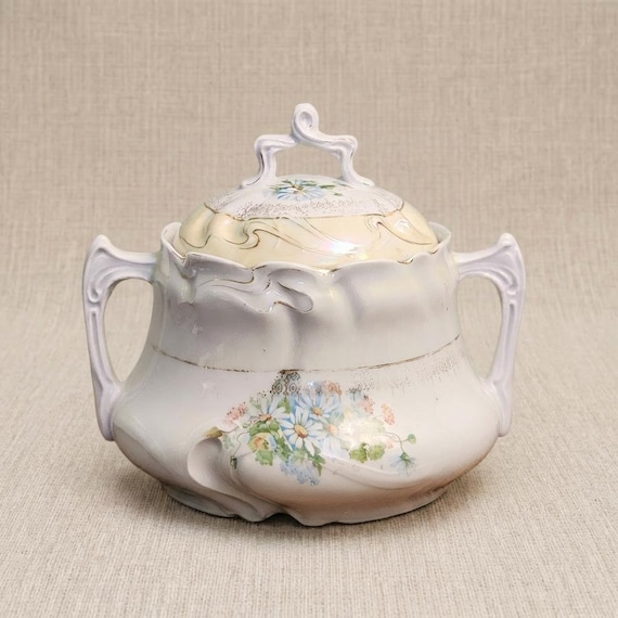 Antique Erdmann Schlegelmilch Biscuit Jar ES Germany Hand Painted Art Nouveau Jugendstil Porcelain
