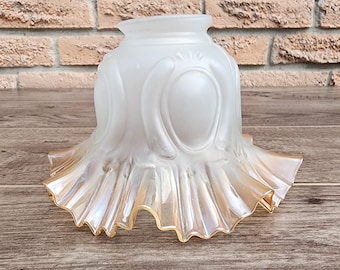 Christopher Wray French Boudoir Medallion Shade! Pretty Tulip Shape Frosted Art Deco Lamp Shade! Free Shipping!