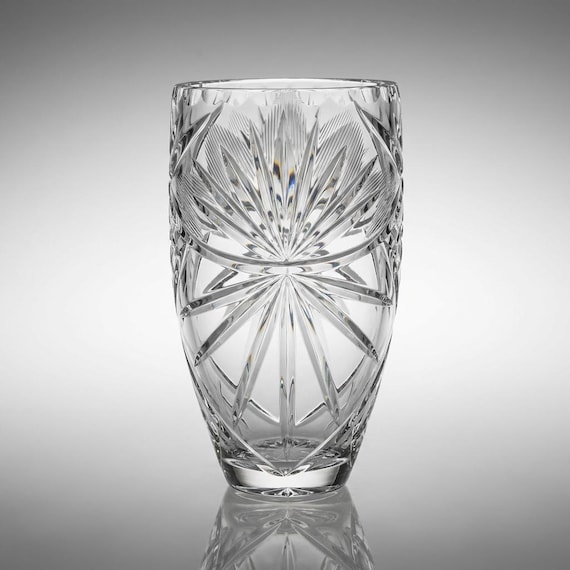 Mid Century Lead Crystal Vase – Starburst Fan Cut – Sold Individually