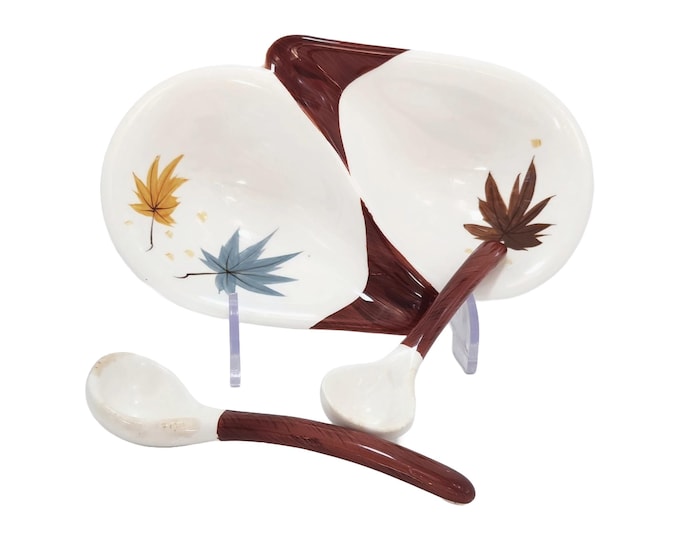 Mid Century Atomic Age Ceramic Condiment Set - Retro Kitchen Decor
