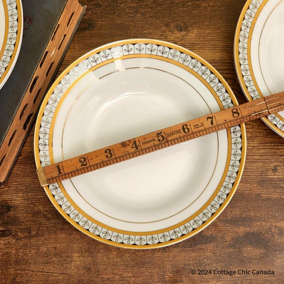 Adeline Fine Porcelain Soup Bowls, Art Deco Design, Set of 2