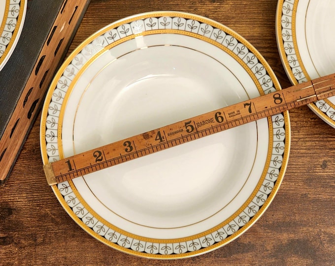 Adeline Fine Porcelain Soup Bowls, Art Deco Design, Set of 2
