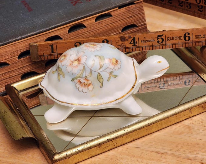 Connoisseur Tortoise Turtle Trinket Jewelry Box, Fine Bone China, Made in England