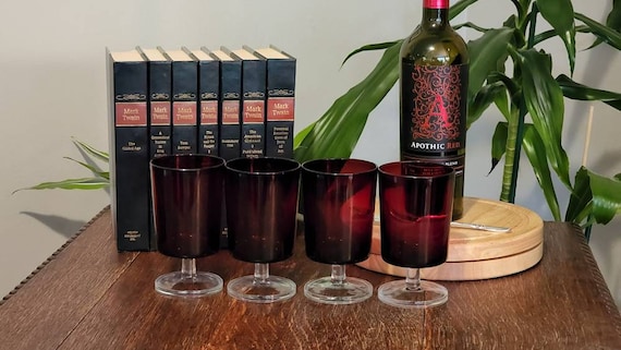 Cristal D'Arques Cavalier Ruby Water Goblets – Mid Century France, Set of Four