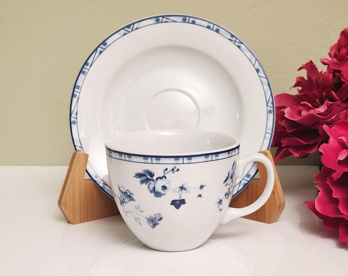Laura Ashley Sophia Teacup & Saucer Set – Blue and White Shabby Chic China