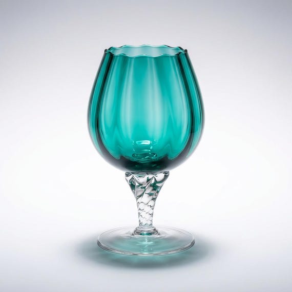 Empoli Teal Art Glass Brandy Cognac Snifter