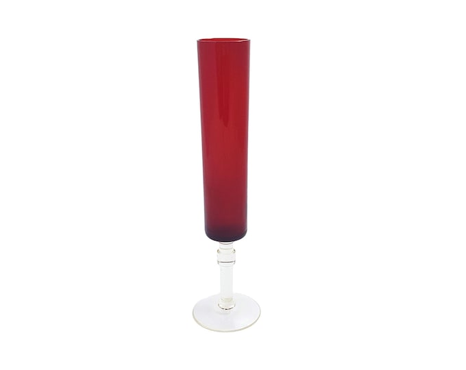 Ruby Red Fluted Champagne Glass for Modern Home Decor Gifts