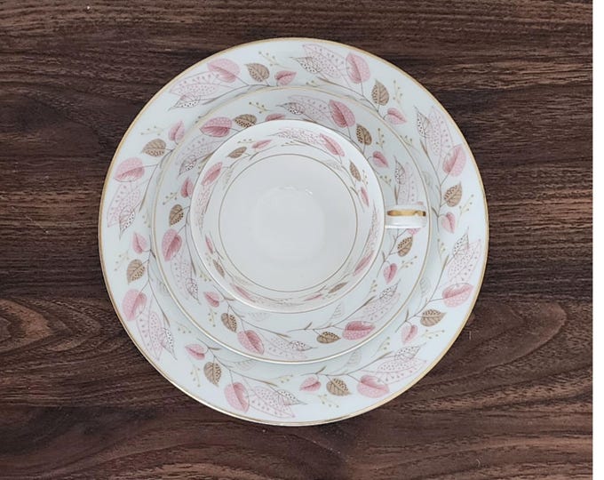 Noritake Rosanne Tea Cup Saucer Trio Set - Mid Century Fine Bone China