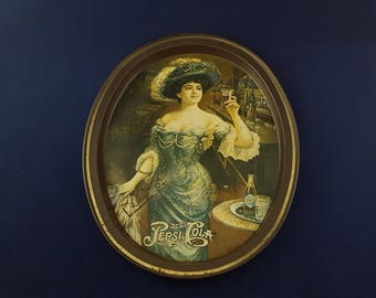 Pepsi Cola Gibson Girl Serving Tray for Cocktails, Vanity Home Decor