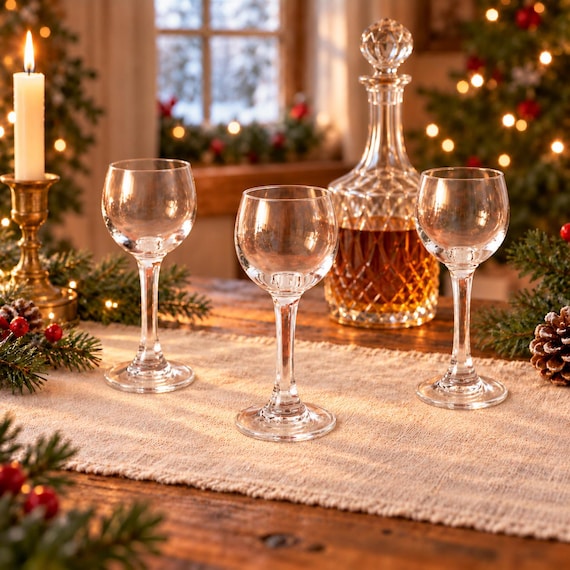 Vintage Royal Crystal Rock Cordial Glasses, 1 oz Liqueur Stemware (Set of 3)