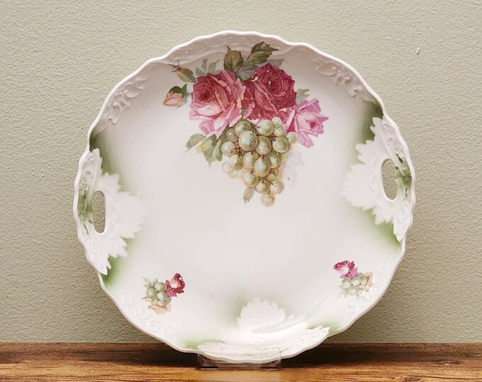 Bavarian 9 1/2" Cake Plate or Sandwich Tray for Serving Fruit and Desserts, Antique Art Nouveau