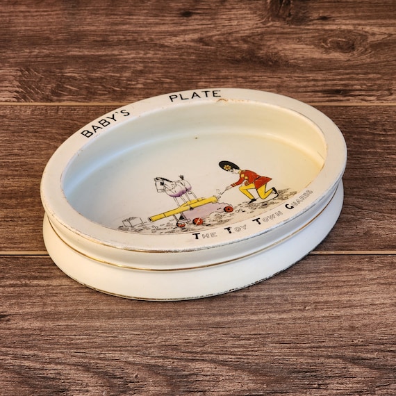 Paragon Star Baby Plate Bowl with Toy Town Guards Illustration Made in England