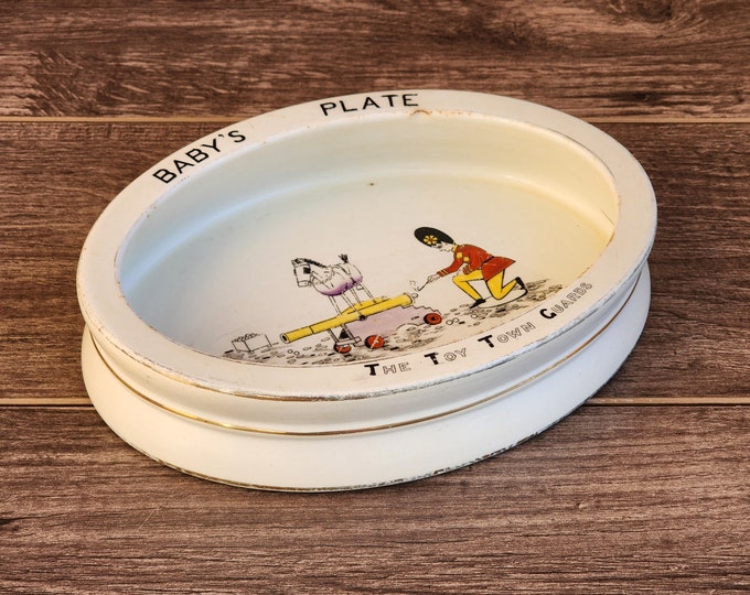Paragon Star Baby Plate Bowl with Toy Town Guards Illustration Made in England