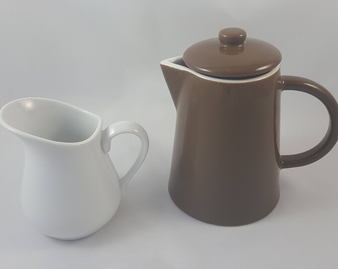 Vintage Alfred Sung Mocha Brown Coffee Pot Teapot for One With Sleek Simple Modern Design