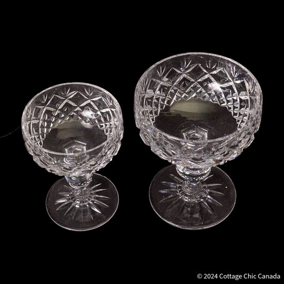 Vintage Kusak Coupe Glasses – Set of 2, Cherry Diamond & Fan Crystal Champagne Cocktail Glassware