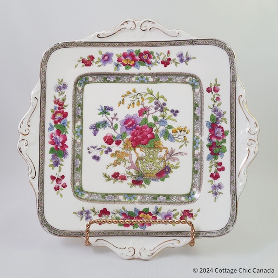 Antique Paragon Tree of Kashmir Square Cake Plate – Fine Bone China Victorian Era England