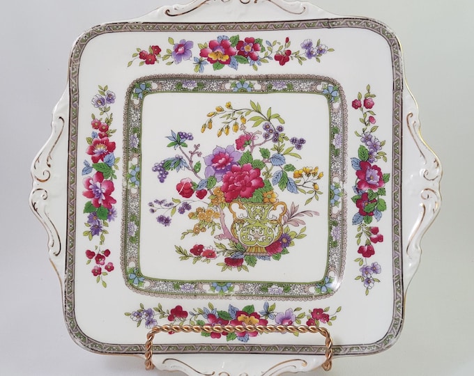 Paragon Tree of Kashmir Square Cake Plate, Fine Bone China, Made in England