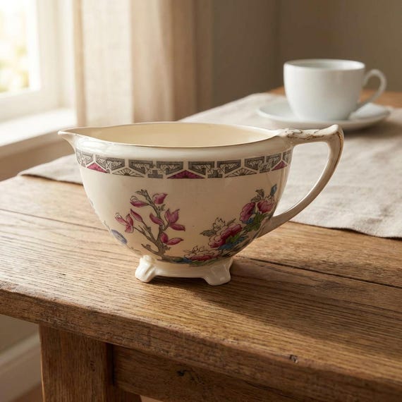 Antique J & G Meakin Indian Tree Creamer – Art Deco Era Porcelain Decorative Accent England