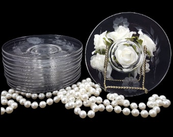 Hughes Cornflower Etched Glass Dessert Plates - Imperial Line 96/6, Set of 4