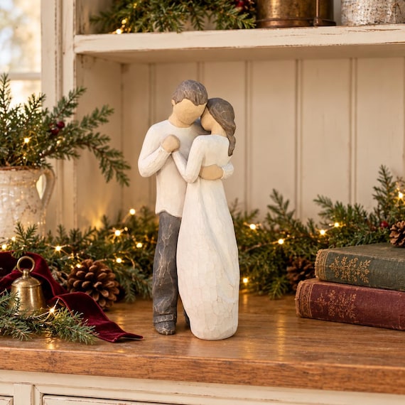 Willow Tree Promise Couple Figurine by Susan Lordi, Hand-Painted Resin, Wedding Anniversary Gift