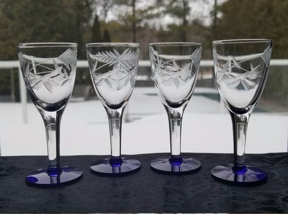 Set of 4 Mid Century Cordial Aperitif Glasses by Weston