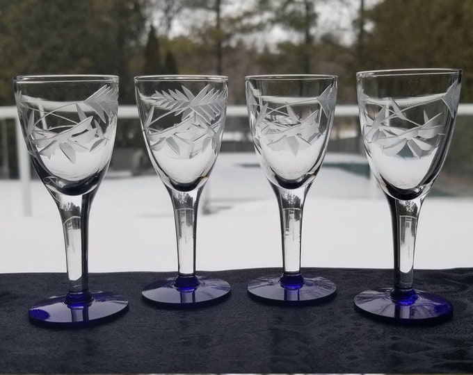 Set of 4 Mid Century Cordial Aperitif Glasses by Weston