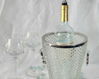 Beautiful Falstaff England Ice Bucket! Large Enough for Champagne or Wine Bottle! Vintage Crystal Glassware!