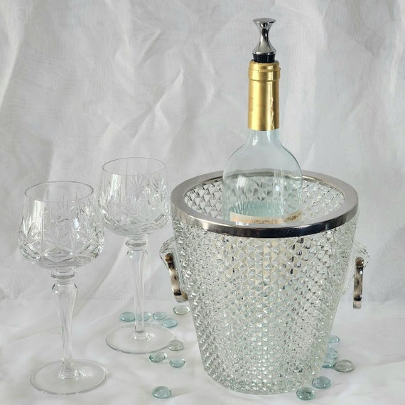 Vintage English Falstaff Crystal Glass Ice Bucket