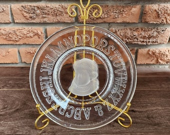 Clays Glass Mid Century ABCs Alphabet Baby's Plate