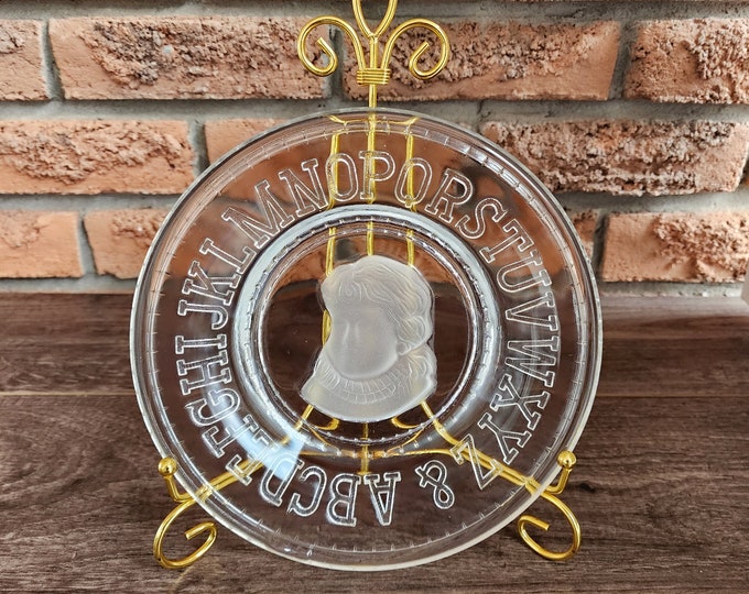 Clays Glass Mid Century ABCs Alphabet Baby's Plate