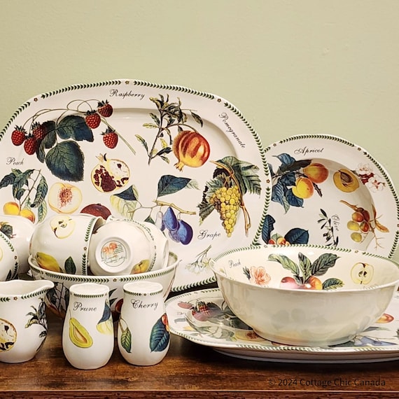 Botanical Fruits 25 Piece Tableware Set Service for 8 – Vintage Cottagecore Fine Stoneware England
