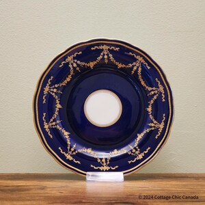 Jones, George & Sons Cobalt Blue 9&quot; Luncheon Plate, Gold Encrusted Swags, Antique Art Deco