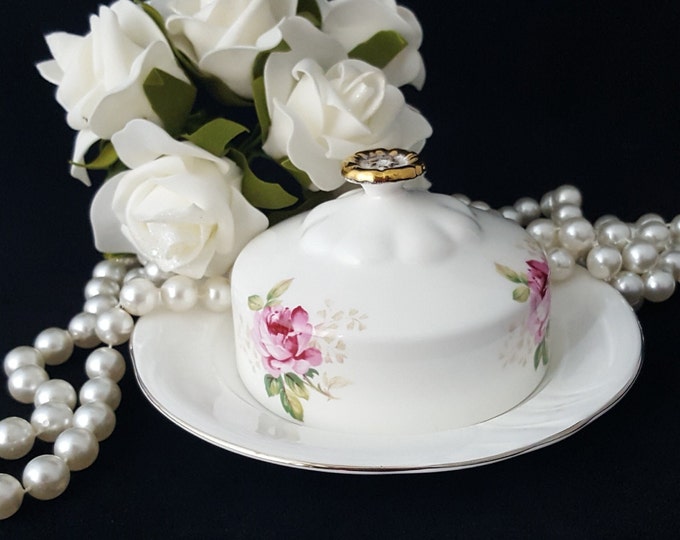 Mismatched Butter Dish With Lid, Royal Albert, Royal Doulton, English Porcelain