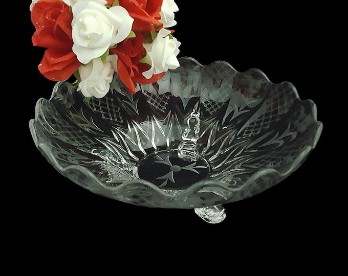 Federal Glass Art Deco Wheat Etched Footed Bowl