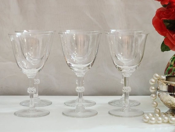 Lalique Beaugency Burgundy Wine Glasses – Set of 6 Fine Crystal Stemware France