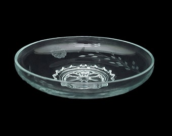 Hughes Cornflower Etched Glass Console Float Bowl Vase