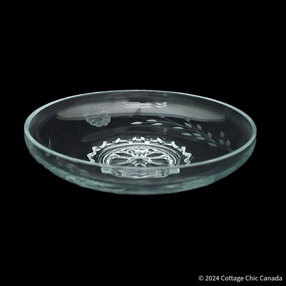 Hughes Cornflower Glass Console Centerpiece Bowl – Vintage Etched Crystal Canada