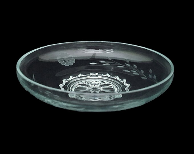 Hughes Cornflower Etched Glass Console Float Bowl Vase